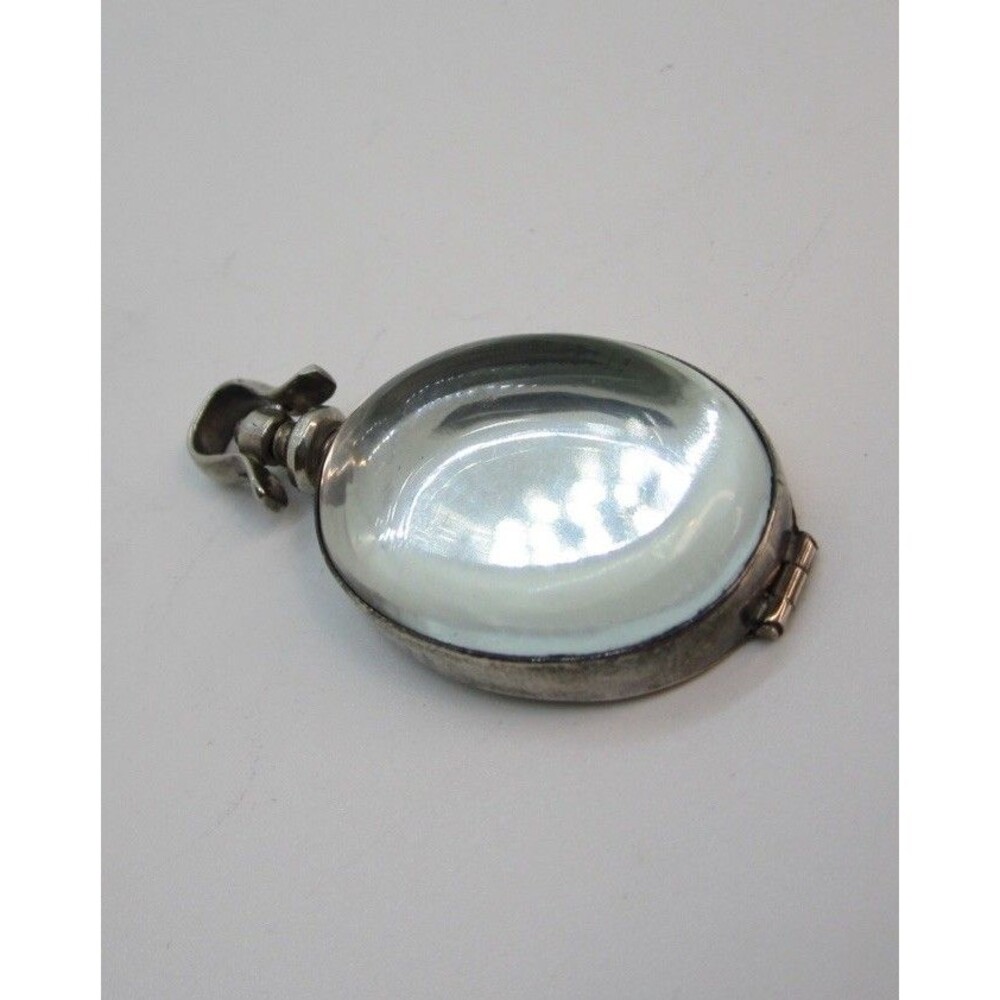 Vintage Sterling Silver Locket Pendant Oval Domed Photo Charm